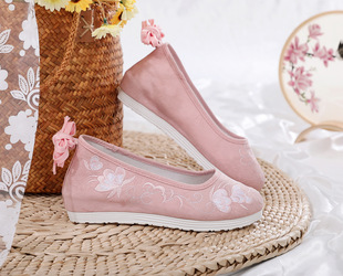 鞋子女百搭简约圆头鞋女可爱古风鞋子汉服鞋女款平底穿旗袍配的鞋