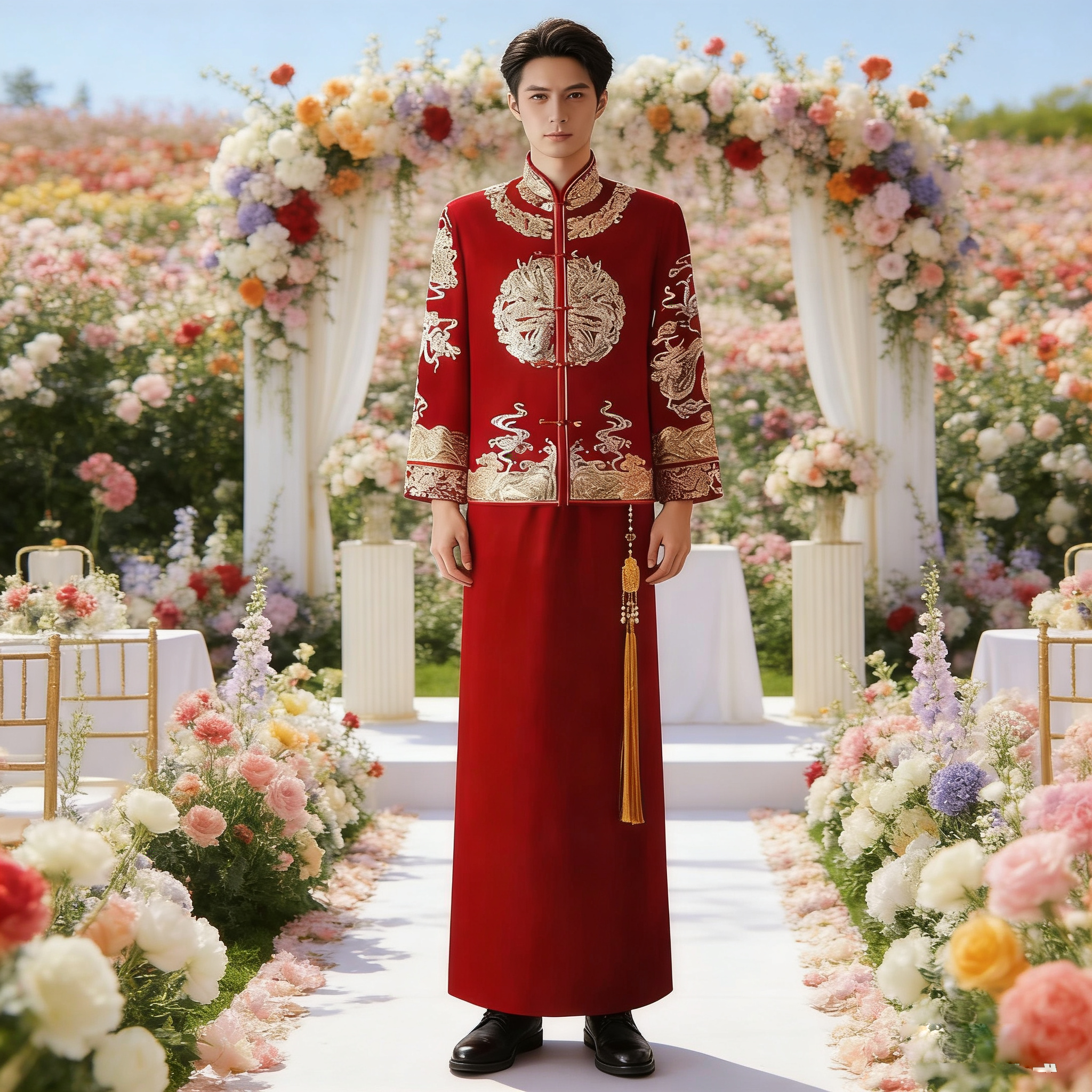 男中式秀禾服婚服高级感高档2026新款中式新郎结婚龙凤褂男生大码