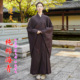 高档纯棉海清僧服男禅修打坐服春夏秋季 深咖啡垂感海清女士居士服