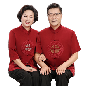 时尚妈妈夏装唐装男款爸爸情侣款