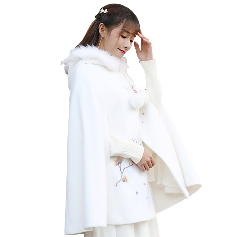 毛呢斗篷披肩短款保暖古风汉服