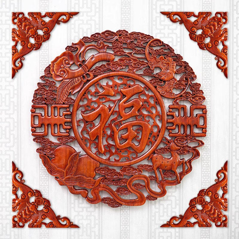 香樟木雕刻角花家居小饰品装饰三角蝙蝠实木吊顶贴花东阳木雕挂件