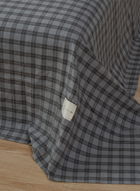 A类水洗棉床单单件纯棉条纹格子灰色宿舍单人100全棉双人床三件套