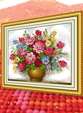玫瑰花2026新款5D年水晶钻石画满钻贴画客厅点钻贴钻十字绣砖石秀