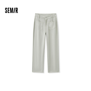 女灰色阔腿裤 森马牛仔裤 简约休闲2024秋季 新款 复古 长裤 商场同款