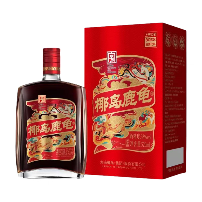 椰岛鹿龟酒33度海南特色老字号养生酒520ml瓶小鹿酒送礼自饮佳品