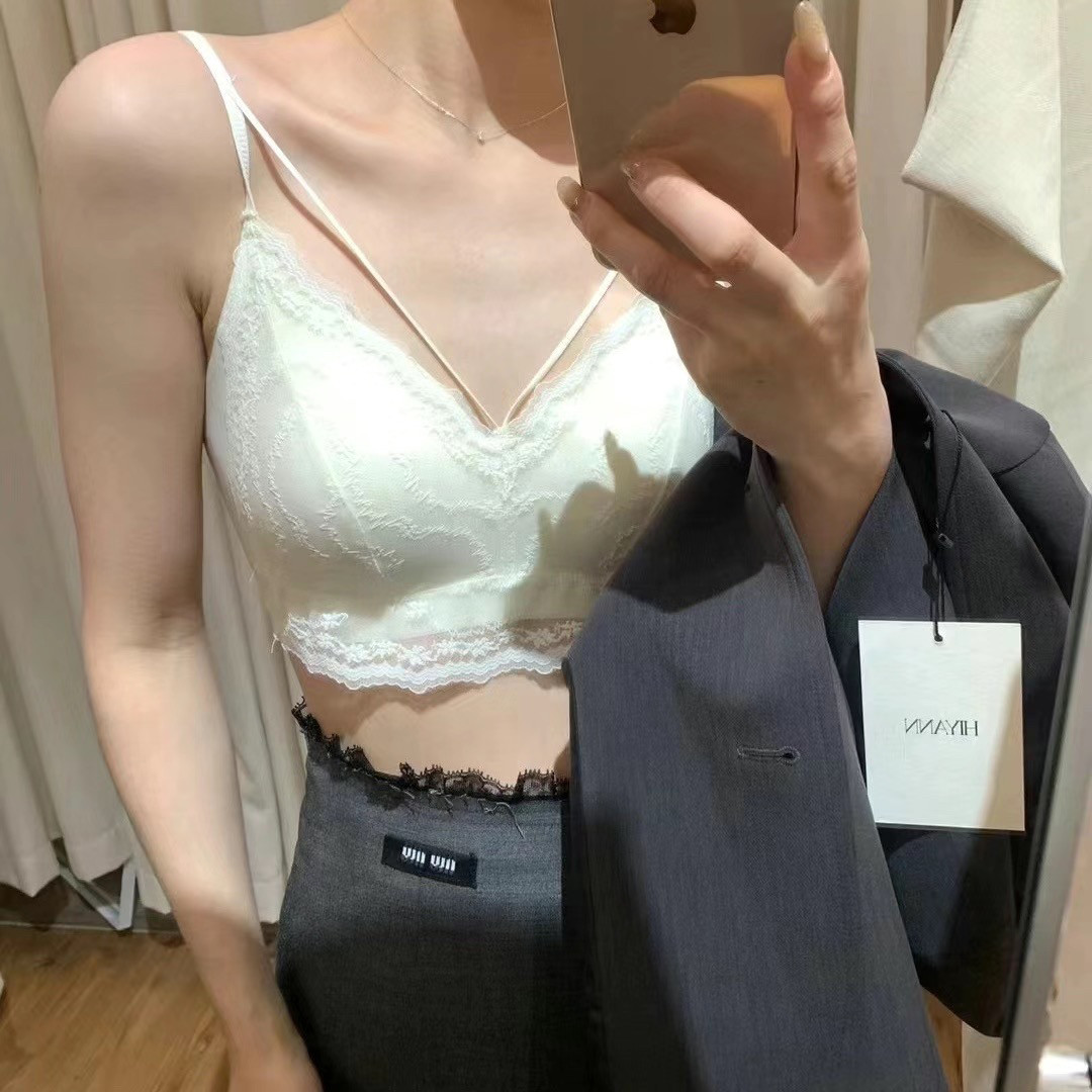 一勺甜！新款蕾丝美背乳胶固定杯聚拢舒适文胸收副乳抹胸裹胸内衣图片