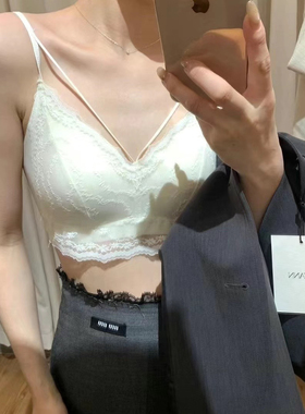 一勺甜！新款蕾丝美背乳胶固定杯聚拢舒适文胸收副乳抹胸裹胸内衣