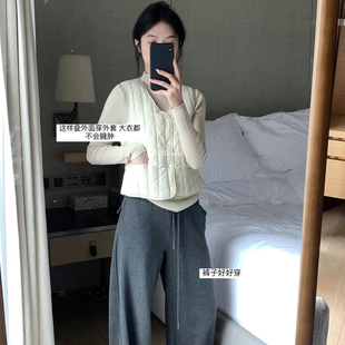 背心开衫 METWO 加绒加厚无袖 三明治保暖马甲女2025秋冬新款 2204