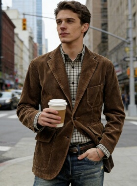 2026跨境wish亚马逊速卖通欧美外贸灯芯绒西装休闲薄款外套男装