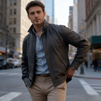 2025秋季男装夹克外套纯色两色简约休闲通勤立领韩版外套