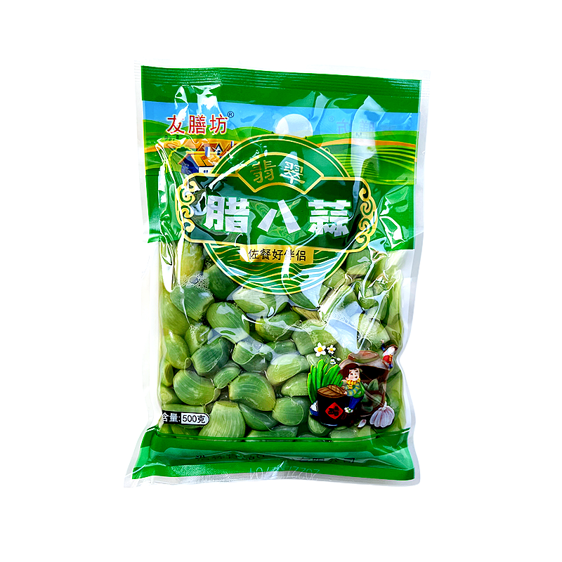 友膳坊自制手工腊八蒜500g*5山东翡翠醋泡蒜绿蒜糖醋蒜火锅蒜包邮 水产肉类/新鲜蔬果/熟食 腌制/榨菜/泡菜 原图主图