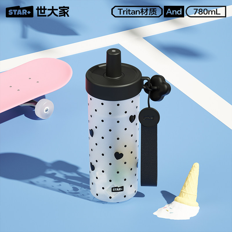 世大家吸管杯女生高颜值水杯大容量车载可携式杯耐高温塑料杯2025