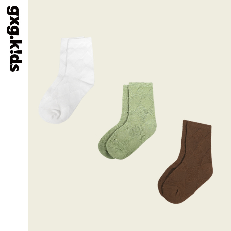 【三双装】GXG童装春季儿童袜子男女童春装简约中筒袜
