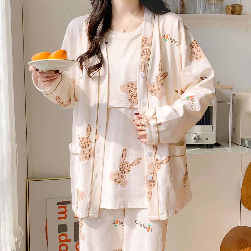 月子服三件套春夏季薄款产后4月份3哺乳喂奶衣怀孕期孕妇睡衣春秋