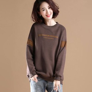 2025春秋装 瑕疵品 卫衣女宽松上衣遮肚子打底衫 印花套头薄款 大码