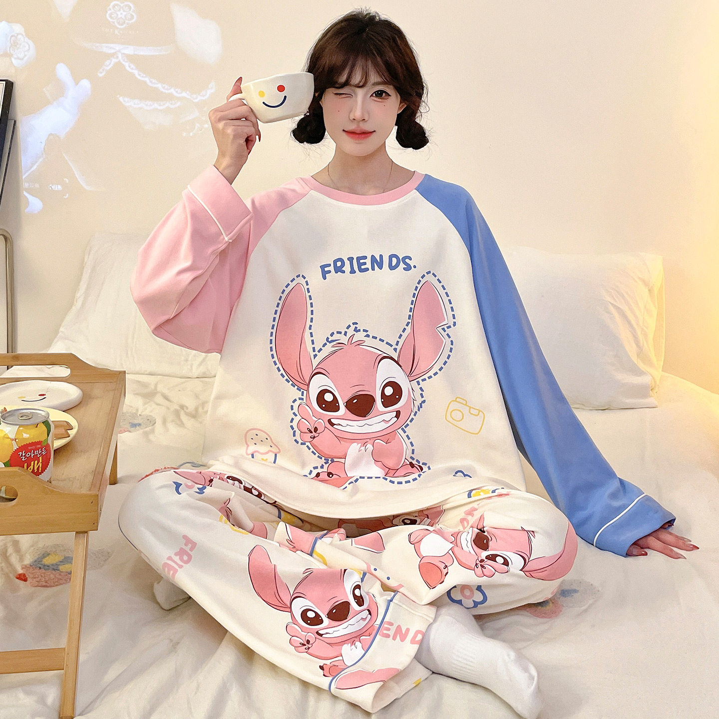 2026新款史迪仔纯棉睡衣女款春秋季长袖长裤宽松可外穿家居服套装,女士内衣/男士内衣/家居服,睡衣/家居服套装,淘宝优惠券,粉丝福利购,淘宝优惠卷
