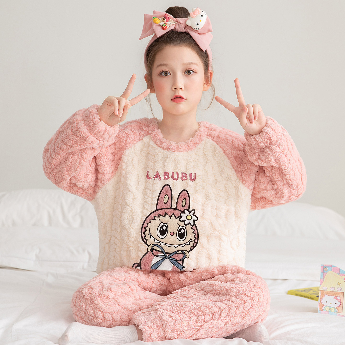 女童冬装大童拉布布珊瑚绒家居服