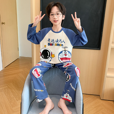 男童哆啦a梦长袖纯棉太空人套装