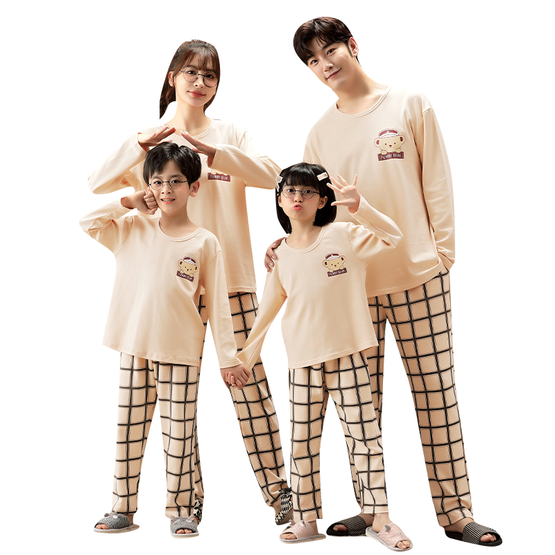 一家三口家庭装家居服母子套装