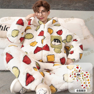 蜡笔小新冬季三层夹棉男款家居服