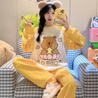 女款初中生空气棉长袖冬季家居服