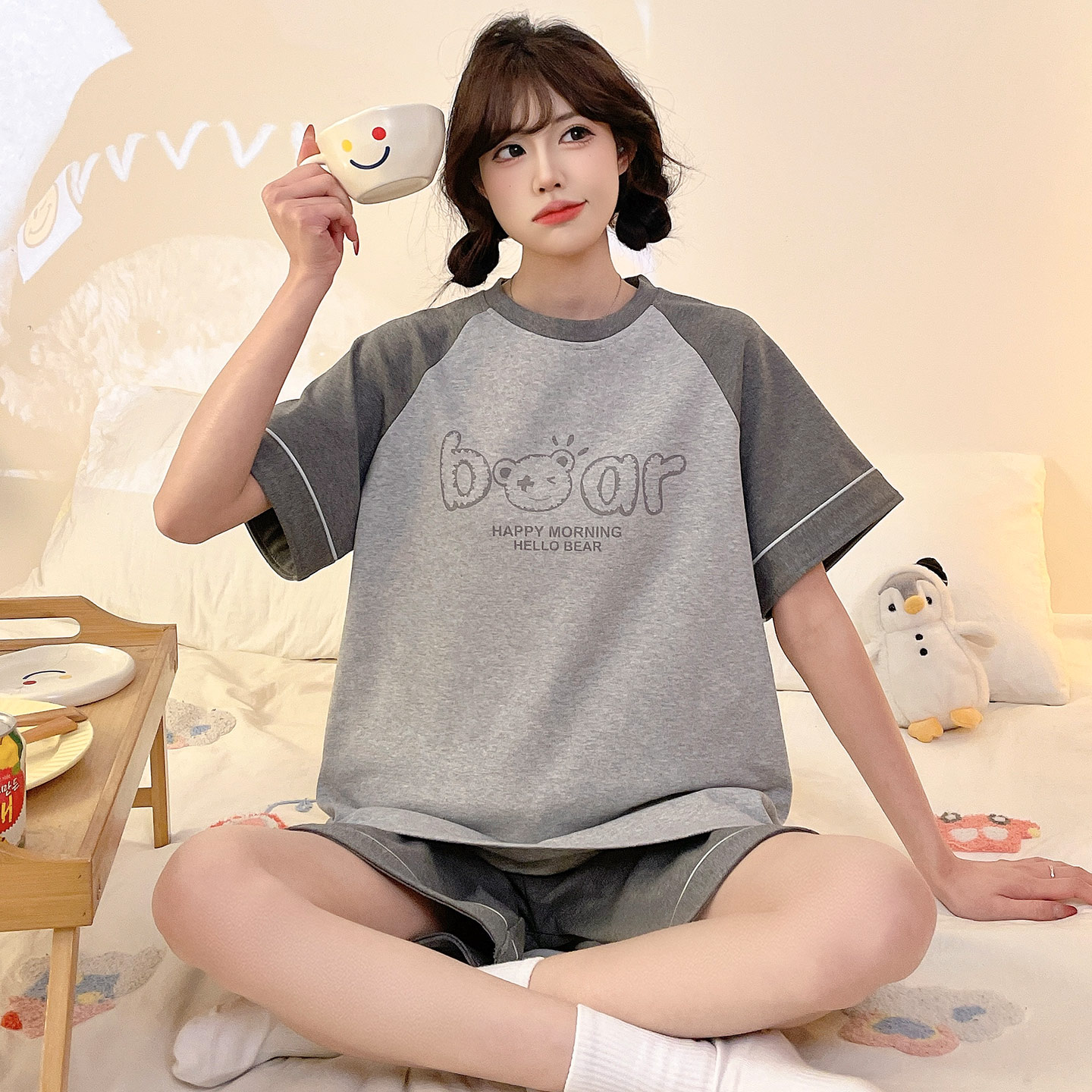薄款睡衣女夏款学生短袖纯棉睡衣