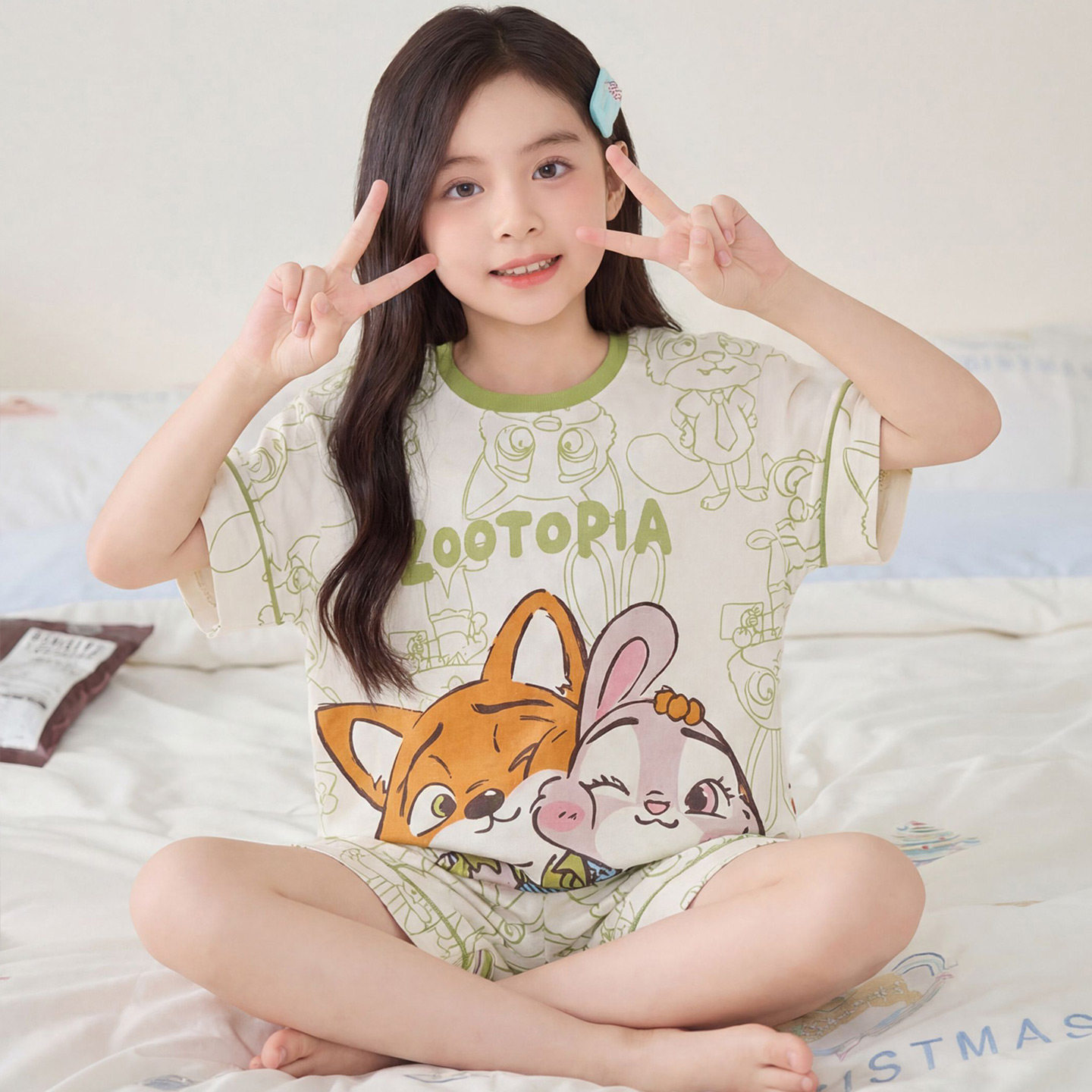 疯狂动物城儿童睡衣女孩夏季短袖