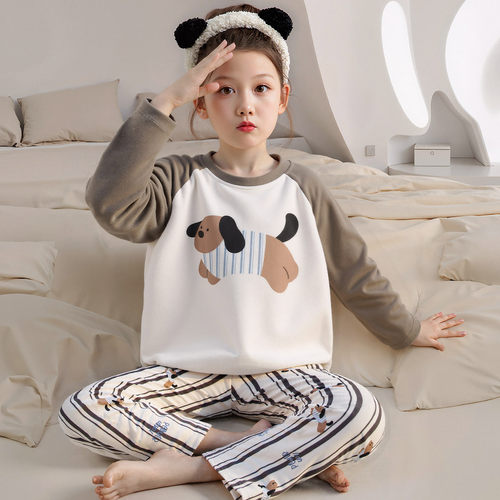 女童秋冬季海岛绒腊肠狗家居服