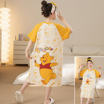 女童睡衣纯棉短袖睡裙夏季家居服
