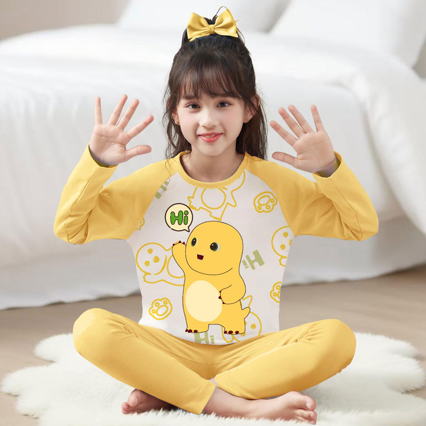 女童奶龙秋衣秋裤德绒秋冬季套装