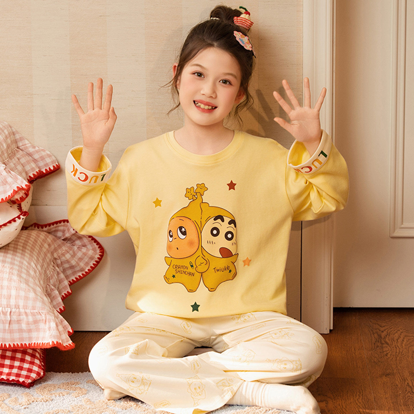 女童睡衣纯棉春秋长袖圆领卡通蜡笔小新中大童儿童宝宝家居服套装,童装/婴儿装/亲子装,家居服套装,淘宝优惠券,粉丝福利购,淘宝优惠卷