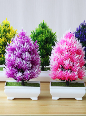 仿真松树植物盆景塑料绿植假花盆栽摆设小家居装饰品桌面摆件