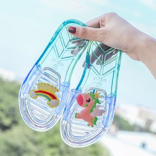 2022新款儿童拖鞋小马水晶塑料一字拖 防滑透明男女童3-9岁沙滩鞋