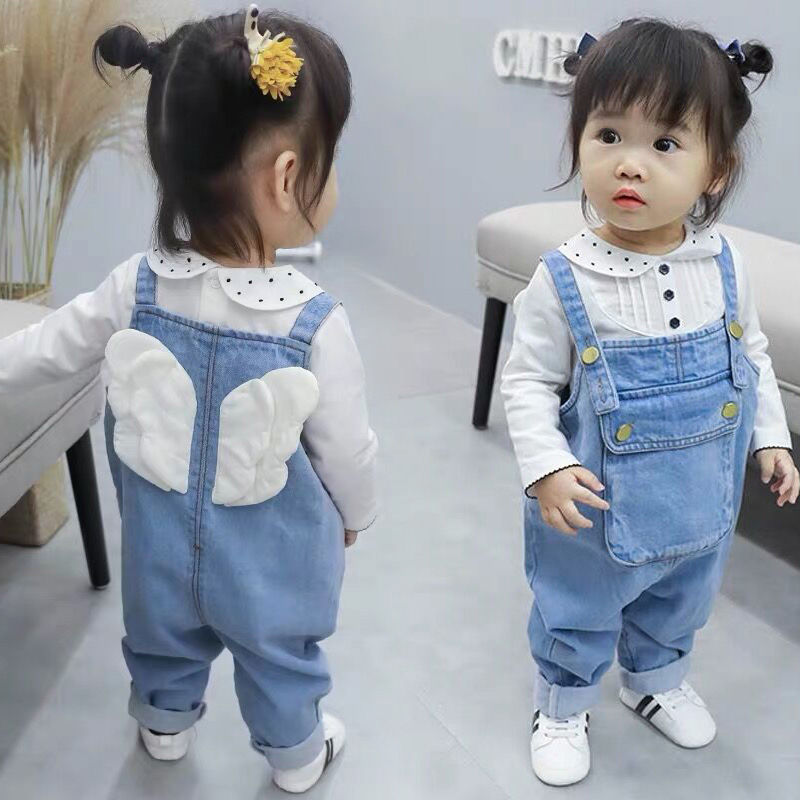 宝宝夏装背带裤单裤春秋款儿童阔腿裤男女童婴幼儿吊带裤牛仔裤长