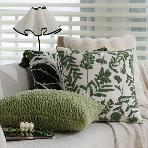 复古高级感抱枕套客厅绿色腰枕