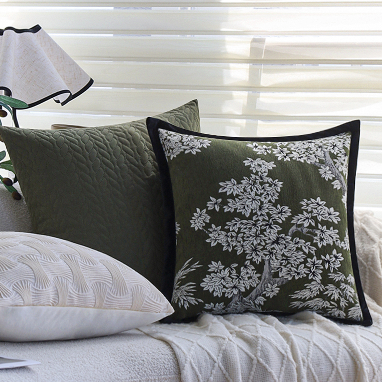 中古轻奢绿色抱枕套客厅沙发靠枕