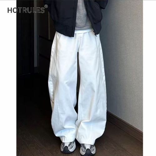 HOTRULES解构弯刀牛仔裤男士夏季2026新款复古水洗做旧休闲长裤子