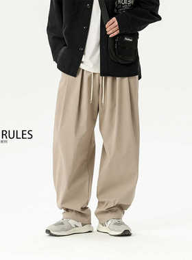 HOTRULES/热规则日系直筒休闲裤情侣廓形夏季宽松百搭工装阔腿裤