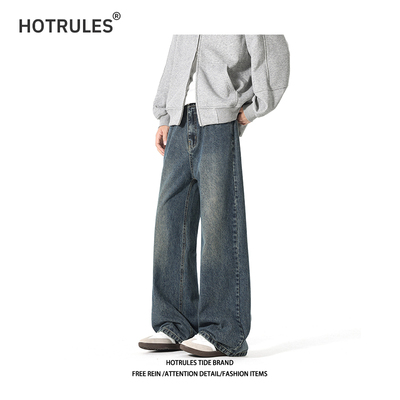 潮流水洗高级感美式宽松直筒长裤