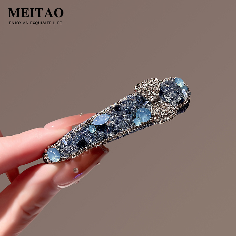 韩版新款蓝色闪钻重工边夹