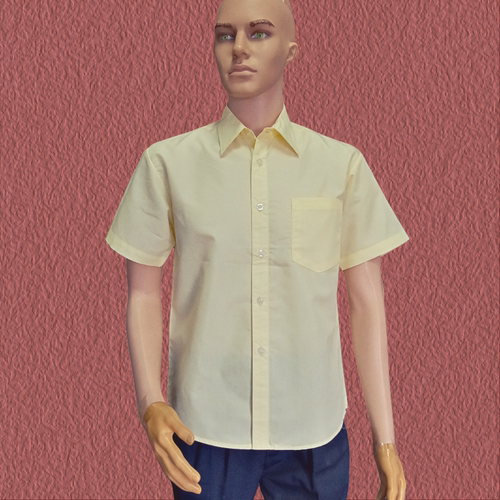 夏季男装衬衫工衣黄色短袖衬衣