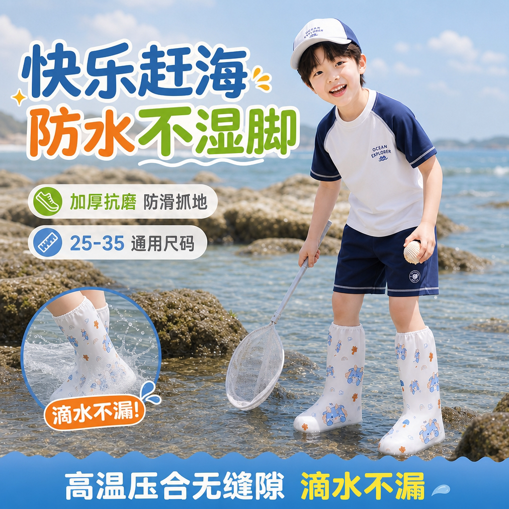 男童卡通一次性雨鞋套防水防滑图片
