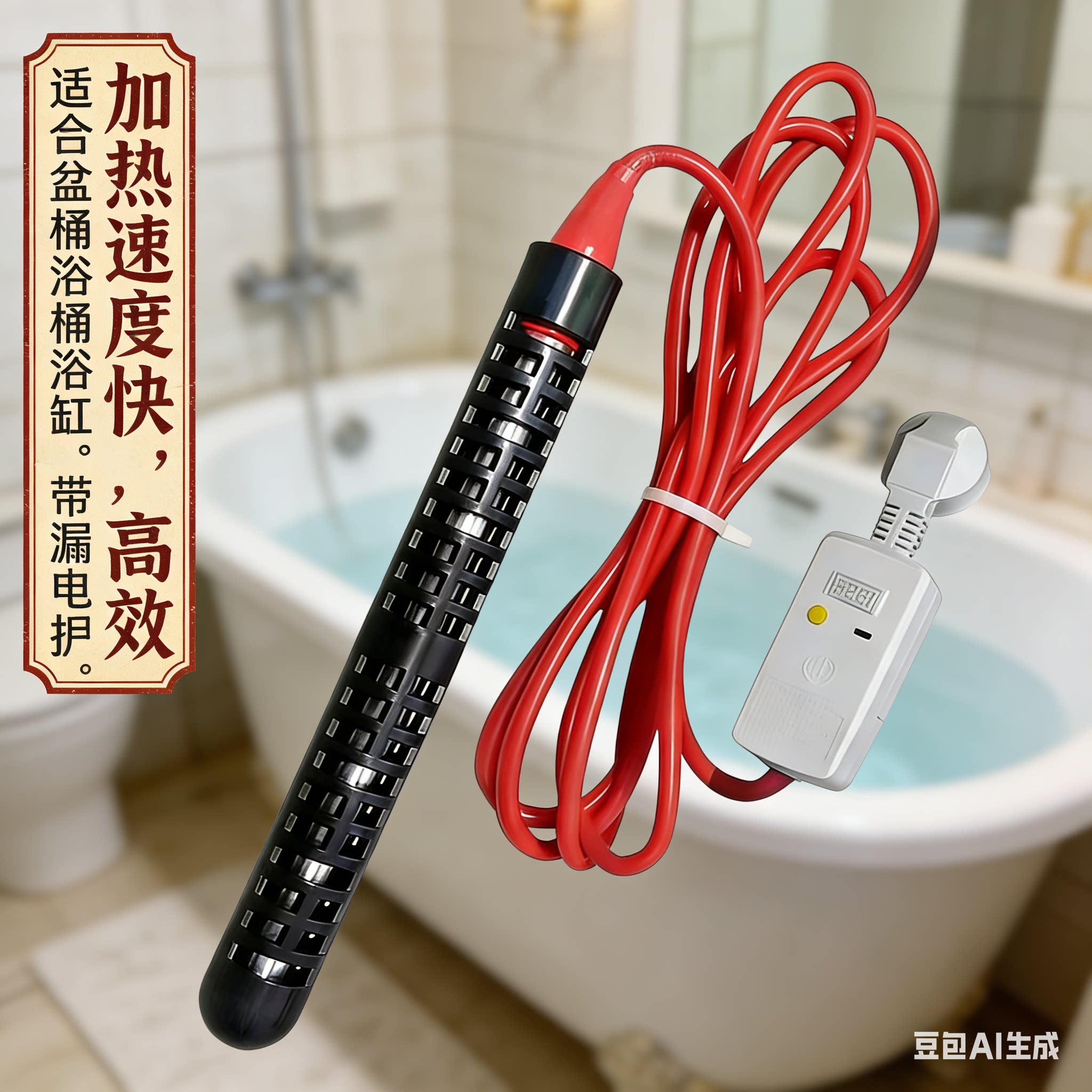 防烫热得快大功率电热棒浴缸洗澡桶控温烧水棒加热器宿舍家用安全