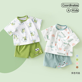t恤男童夏装 宝宝短袖 两件套纯棉a类 薄款 衣服夏日新款 套装 婴儿夏季
