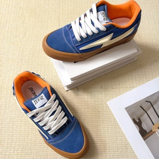 复仇闪电风暴面包鞋lightning x storm刺绣蓝男女运动休闲滑板鞋