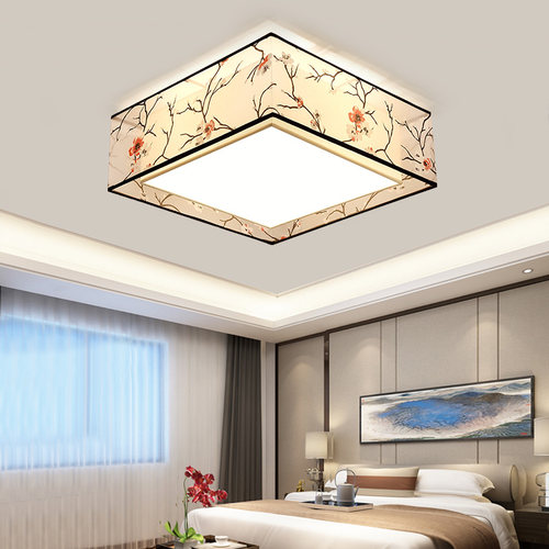 新中式布艺led吸顶灯小客厅卧室灯餐厅书房茶室房间田园温馨灯具