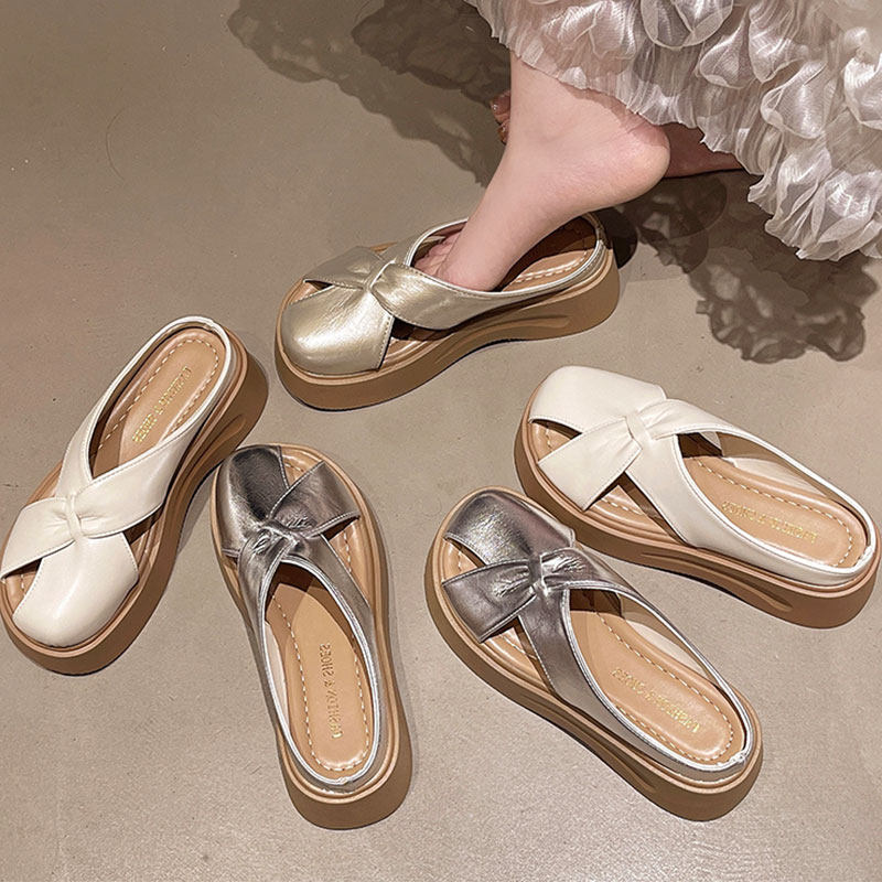 厚底增高勃肯包头半拖鞋女夏外穿2026新款小个子高级感时尚凉拖鞋