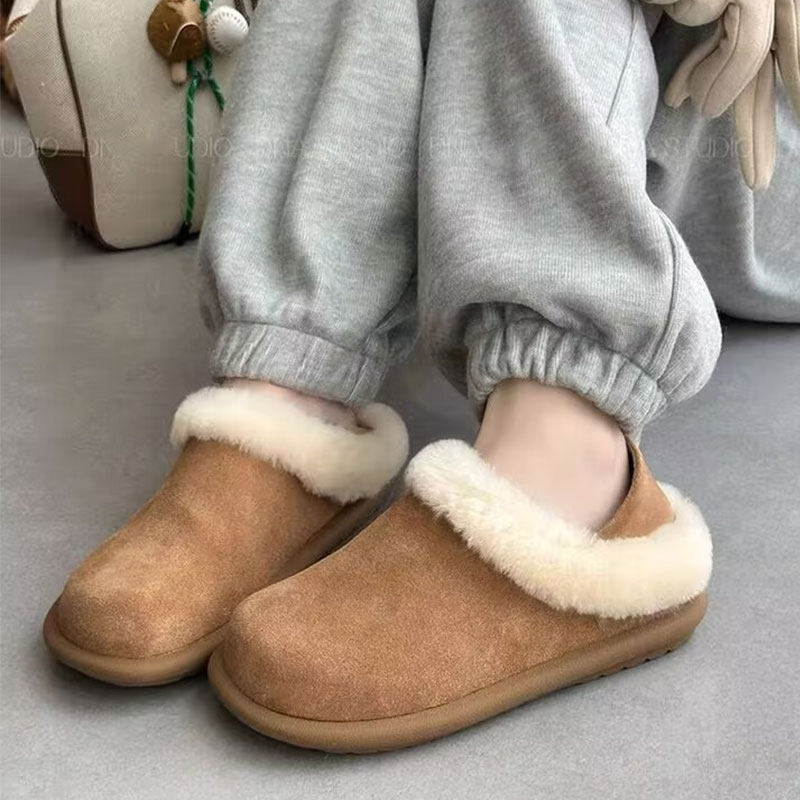 厚底两穿勃肯鞋女2026冬季新款加绒雪地靴毛毛拖鞋软底保暖棉鞋子