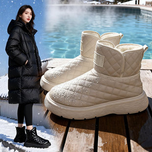 厚底一脚蹬雪地靴女2026新款 防滑加绒加厚洋气保暖棉鞋 女鞋 子 冬季